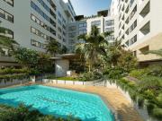 East facing 3 bedroom with direct pool area access