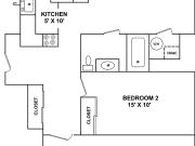 Edge 21 Apartments 2 Bed/1 Bath B