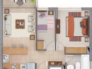 En venta depto. 1 dormitorio y medio + 1 baño, en Santiago