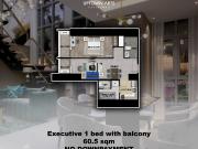 Executive 1 bed with balcony 60.5 sqm Uptown Arts...