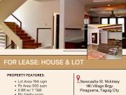 FOR LEASE House & Lot Newcastle St. Mckinley Hill...