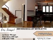 FOR LEASE Zen House & Lot with Attic located at Mckinley...