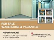 For Sale 1000 sqm Warehouse and 1000 sqm Vacant Lot...