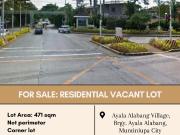FOR SALE Residential Corner Vacant Lot located at Ayala...