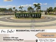 FOR SALE Residential Vacant Lot located at Alabang West...