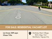 FOR SALE Residential Vacant Lot located at McKinley West...