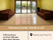 FOR SALE/LEASE House & Lot located at Bagong Ilog, Pasig...