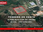 Fraccion de terreno industrial en venta a metros de Ruta...