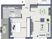Frisch renovierte 2 Zimmer Wohnung mit Wannenbad, Balkon...