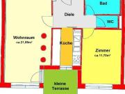 Gepflegte 2 Zimmerwohnung mit kleiner Terrasse und...