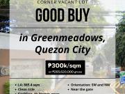 GOOD BUY! Corner Vacant Lot in Greenmeadows, Quezon City