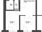 Helle 3 Zimmer Wohnung 56 m² mit großem Balkon 400 V...