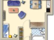 Helle Stadt Garconniere mit Festungsblick