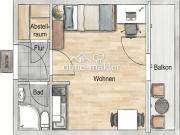 Helle u.ruhige 1 Zi. Studio Whg m. Balkon Loggia,...