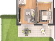 Hochwertige 2 Zimmer Neubau Gartenwohnung W04