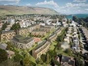 Im Herzen des Landiron die Pfirsiche hinter der Kirche