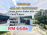 Kempas Single Storey Endlot With Land Fully Renovated...