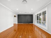 Large Entertainer with Unique Purple Kitchen