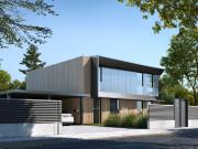 Leben der Zukunft Modernes Haus mit Seeblilck