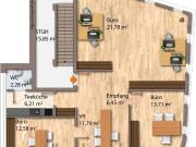 Lichtdurchflutetes Büro in modernem Gebäude