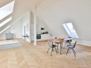 Light flooded luxury apartment with designer furniture...