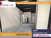 LOCAL EN RENTA A UNA CUADRA DE AV. LAZARO CARDENAS, MORELIA