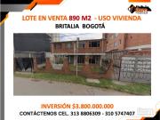 LOTE EN VENTA 890 M2 USO VIVIENDA BRITALIA BOGOT