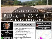 Lote VIOLETA 26 XVIII zona del Fracc vistas panorámicas...