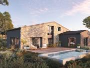 Maison contemporaine avec piscine et jardin