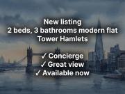 Marsh Wall 2 bed flat to rent £3,800 pcm £877 pw