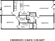 Merriman Valley Apartments & Townhomes 3 Bed 2 Bath 1116sqft