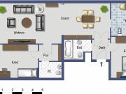 Mit Balkon 100 m² 3 Zimmer Wohnung in zentraler Wohnlage