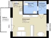 Moderne 1 Zimmer Wohnung mit Balkon