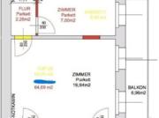 Moderne 3 Zimmer Wohnung, mit Balkon, hofseitig