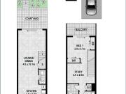 Oversized split level 1 bedroom + study ! ! !