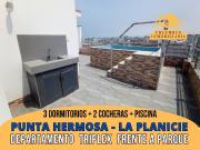 Punta Hermosa TRIPLEX PENTHOUSE Frente a Parque de 3dorm...