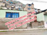 REMATO TERRENO VILLA MARIA TRIUNFO/ NVA. ESPERANZA PRDO....