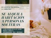 Se alquila habitaciones a estudiantes y personas solteras
