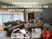 SE VENDE CASA 6 Rec. Col Anahuac, Río Blanco, Veracruz...