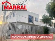 SE VENDE CASA BARRIO LA ESPERANZA