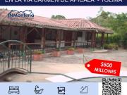 VENTA DE CASA CAMPESTRE EN TOLIMA