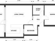 Spacious Flat W/Large Sunny Balcony + Office/Store