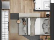 Studio 26m² Moema Índios a 350m metrô Eucaliptos lilás