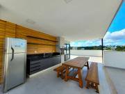 Studio moderno semi mobiliado com varanda gourmet e vaga...