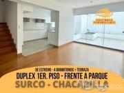 Surco CHACARILLA Dúplex PRIMER PISO Frente a PARQUE de 3...