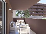 T1 Novo varanda e garagem em condominio com jardim