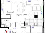 T3 NEUF AU 3ème ETAGE AVEC GRAND BALCON