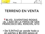 TERRENO EN VENTA A UN LADO DE LA FERIA DE SFR, GTO