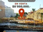 Terreno en venta balcones de santa maria. A media cuadra...