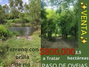 Terreno en venta en paso de ovejas con orilla de rio